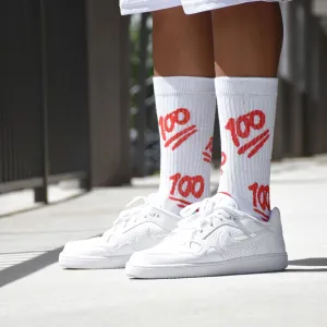 100 Emoji White soft socks
