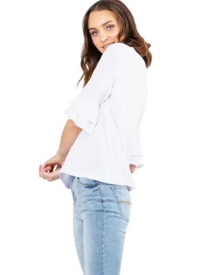 Abbie 3/4 Sleeve Fashion Tee - Bright White