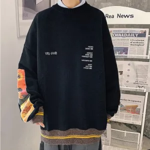 Advbridge Men Sweater Pullover Pull Van Gogh Painting Embroidery Knitted Sweater Vintage Harajuku Fashion Brand Y2K Pullovers