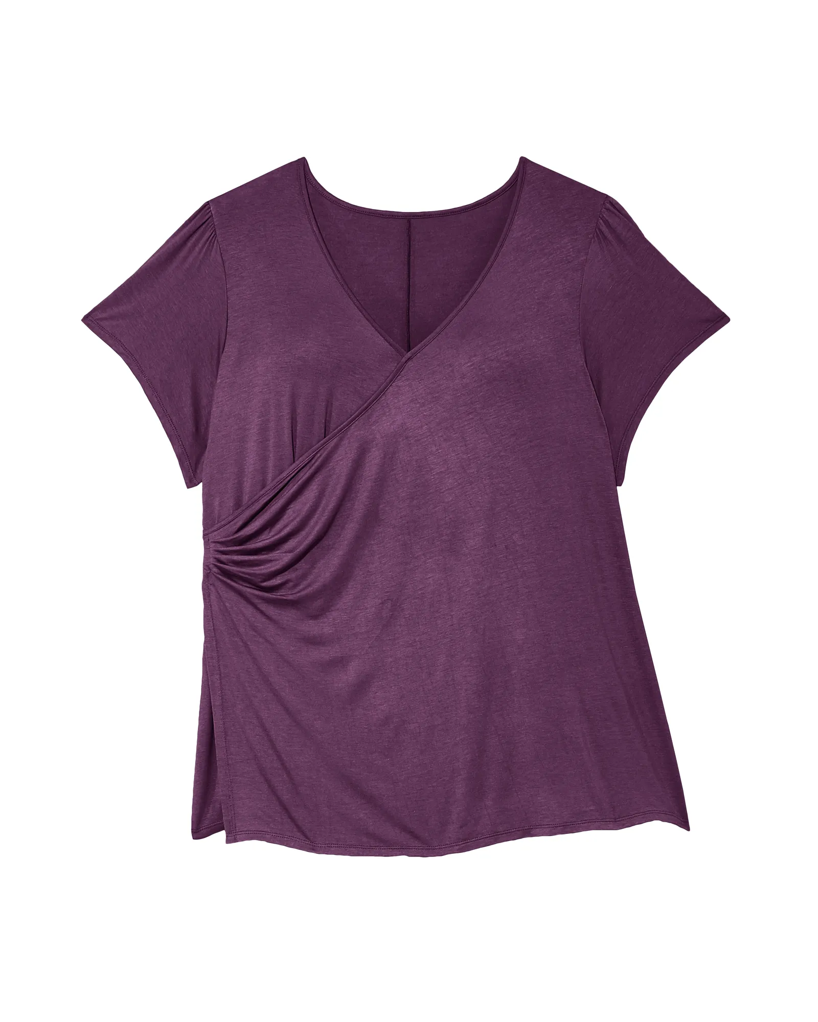 Anaya Short Flutter Sleeve Surplice Top | Purple