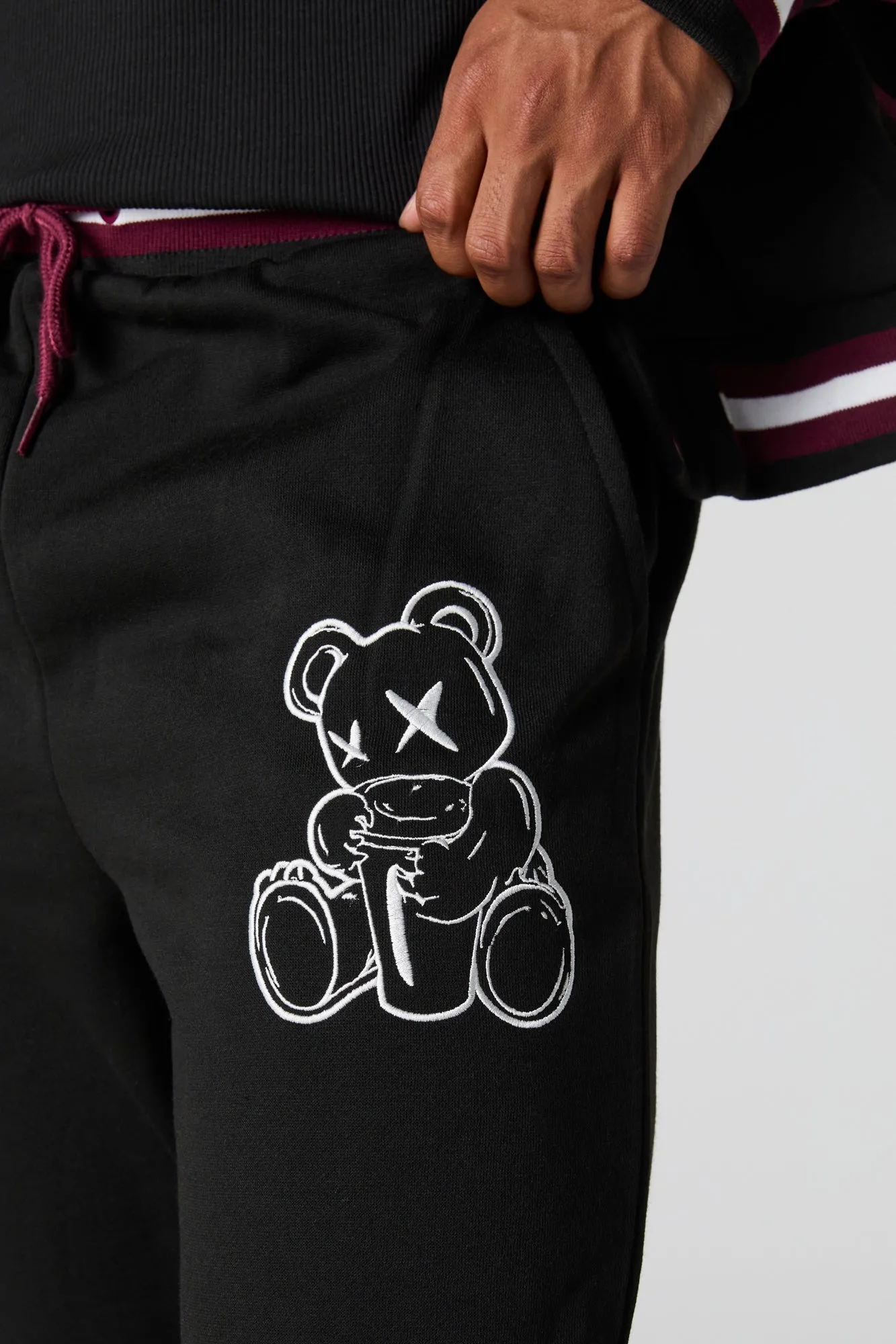 Bear Embroidered Fleece Varsity Sweatpant