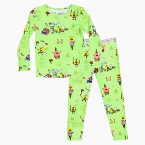 Bellabu Bear x SpongeBob Green Foodie Bamboo Long Sleeve and Pants Set Pajamas