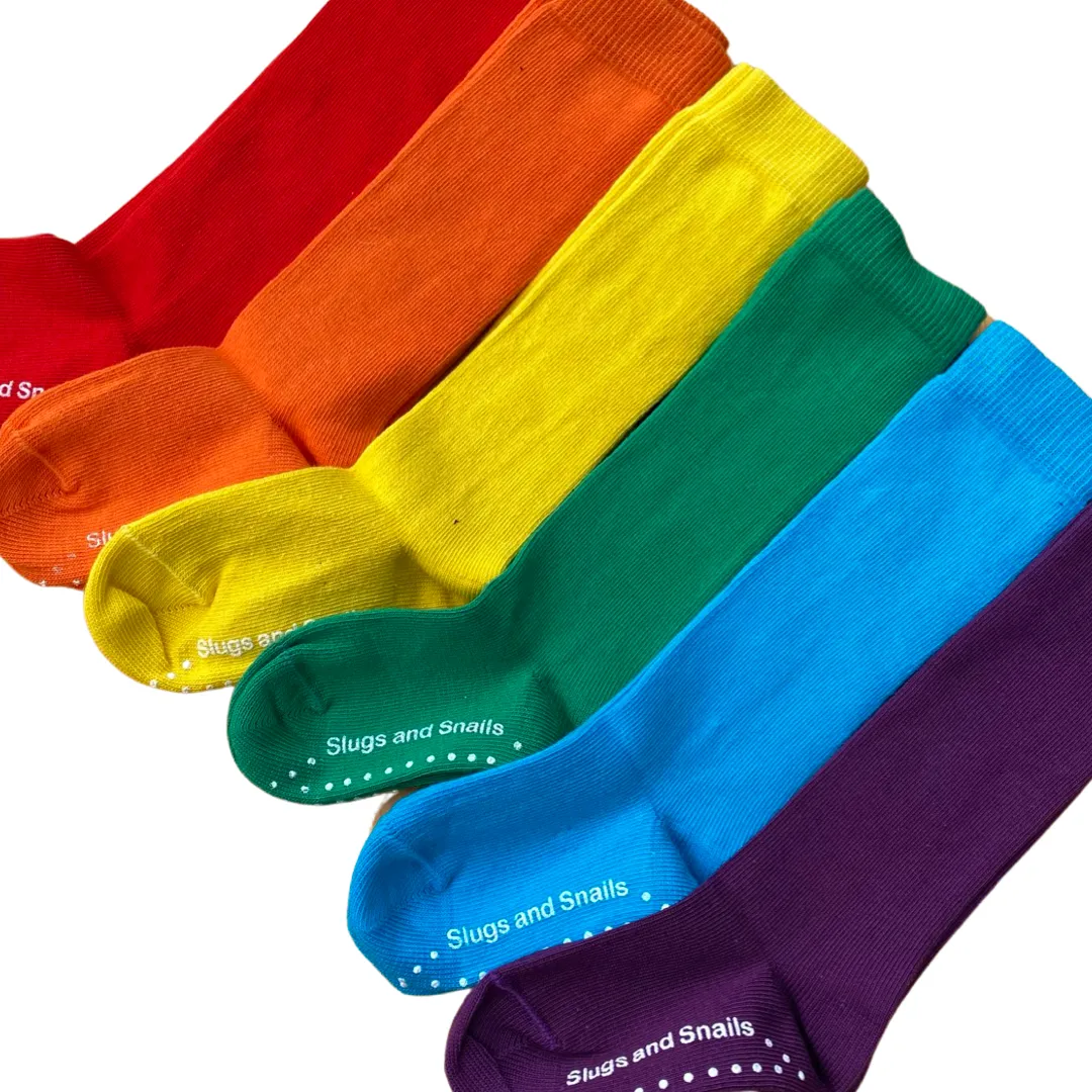 Block Colour Knee Socks - Rainbow - Bright Yellow