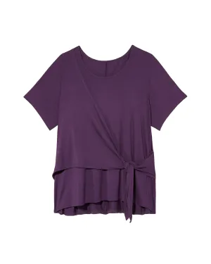 Brandie Short Sleeve Tie Front Tee | Purple