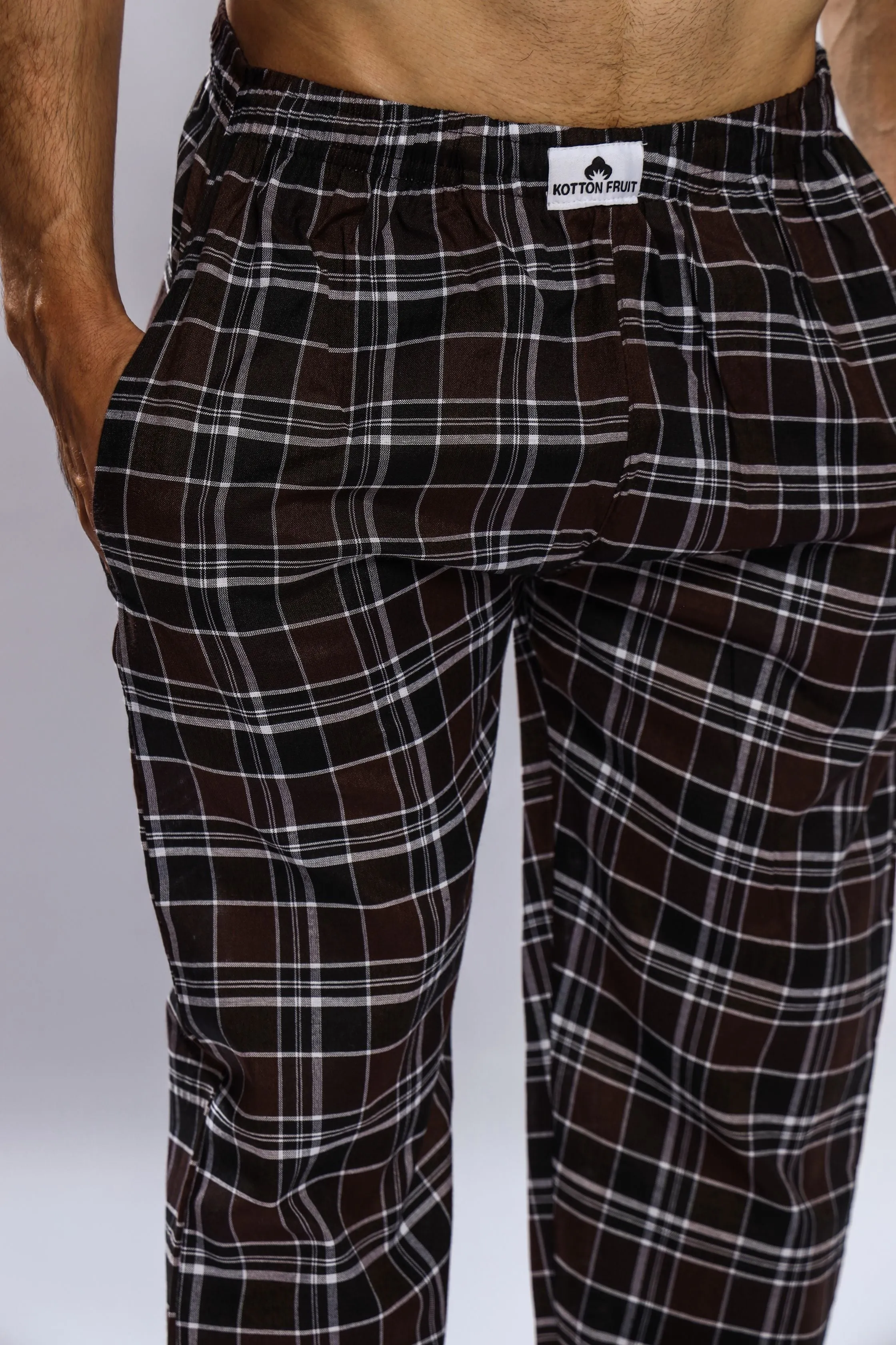 Brown & Black Check Pajama - Unisex