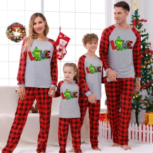 Christmas Plaid Family Pajama Set with Grinch Print