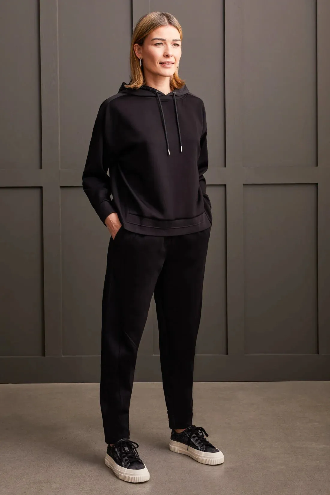 COMBO FABRIC TOP WITH HOOD