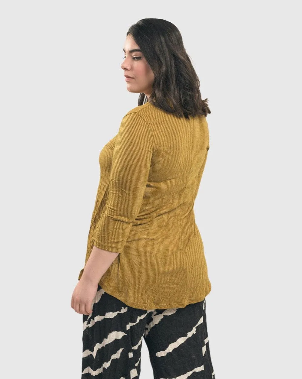 Crinkle V-neck Top, Yellow