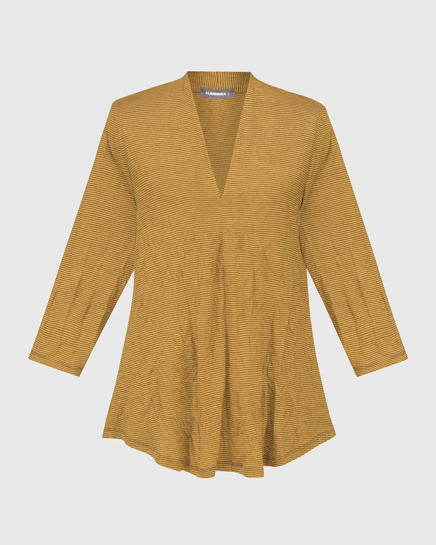 Crinkle V-neck Top, Yellow
