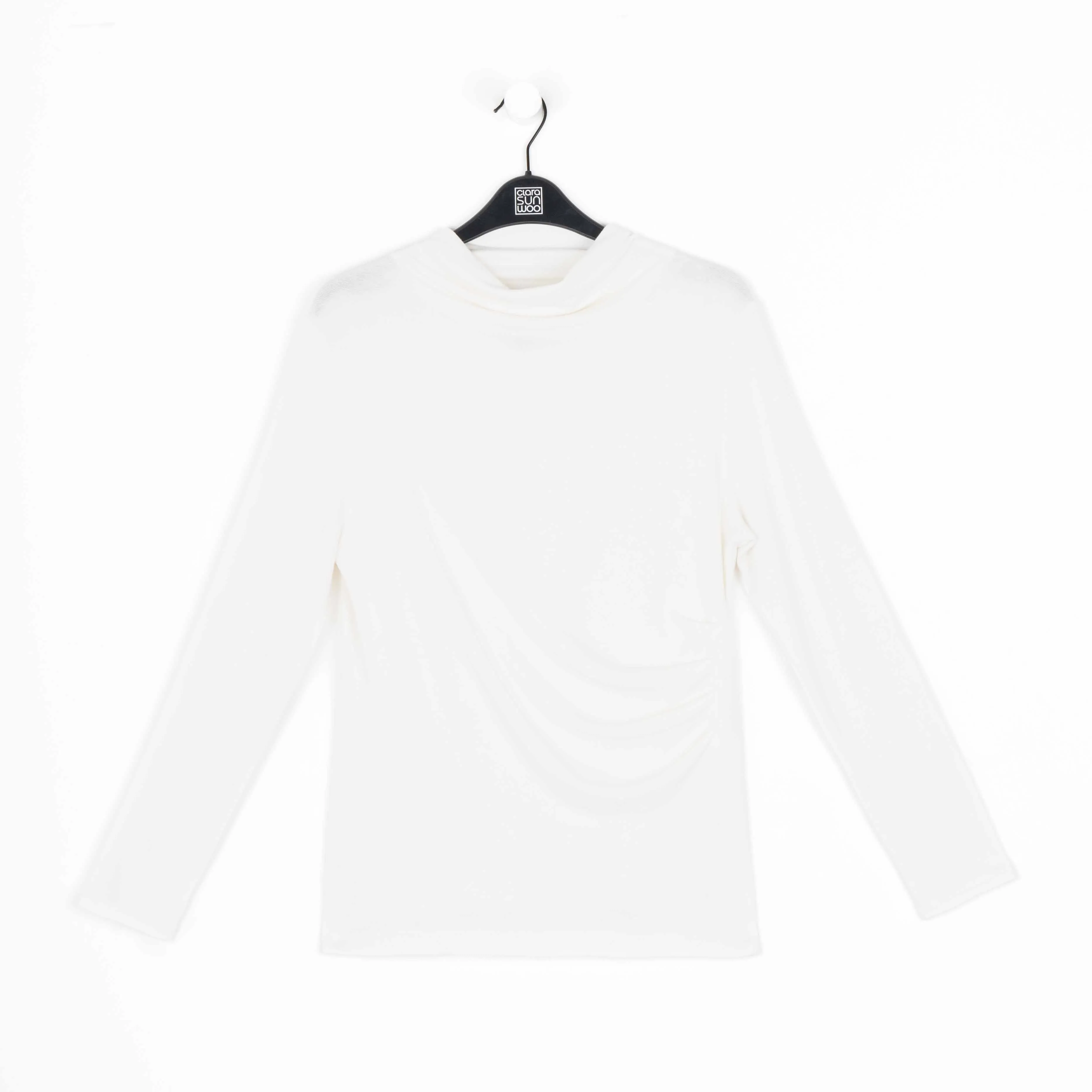 Crushed Silk Knit - Draped Neck Side Ruched Top - Ivory - Final Sale!