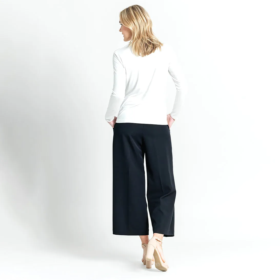 Crushed Silk Knit - Draped Neck Side Ruched Top - Ivory - Final Sale!