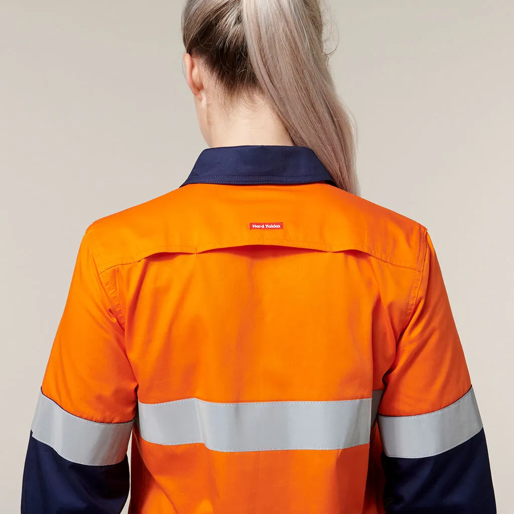 Hard Yakka Women's Hi-Vis Lightweight 2 Tone Taped Long Sleeve Shirt (Y08805)