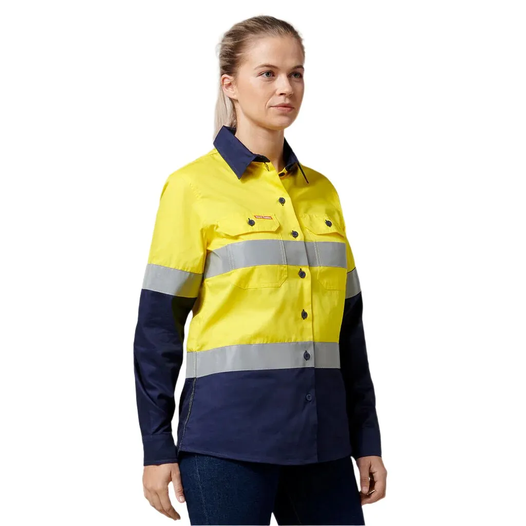 Hard Yakka Women's Hi-Vis Lightweight 2 Tone Taped Long Sleeve Shirt (Y08805)