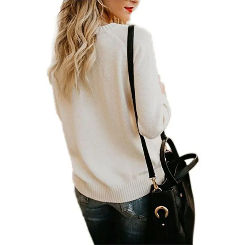 Heart Pattern Printed Long Sleeve Tops O-Neck Lovely Pullovers Knitted Loose Sweaters