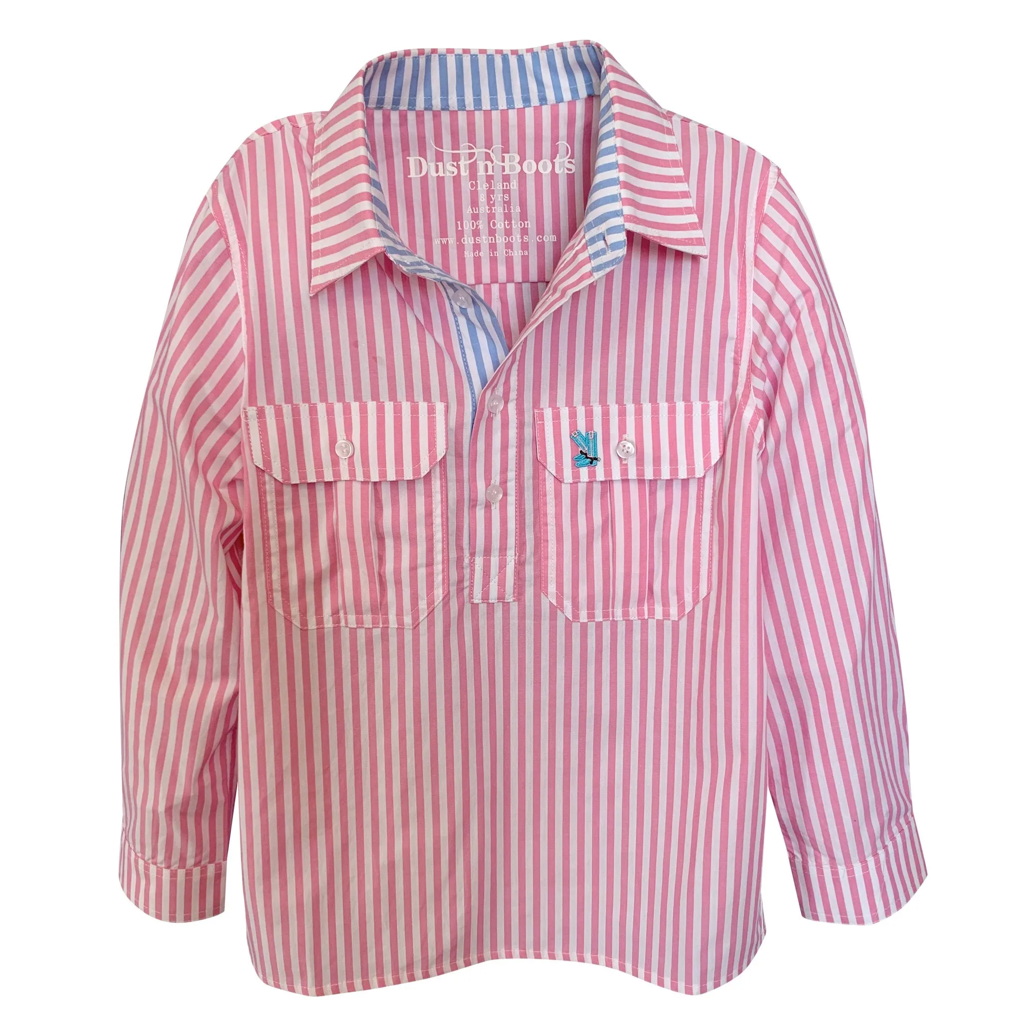 Kids V-Pink Stripe/Blue Stripe Trim