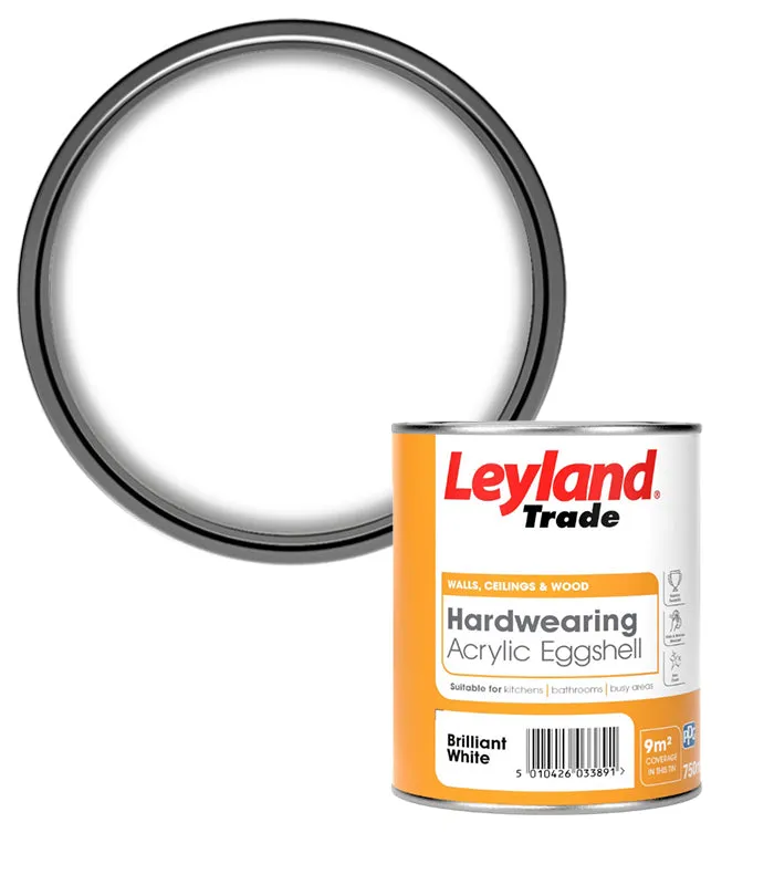 Leyland Trade Hardwearing Acrylic Eggshell Paint - Brilliant White