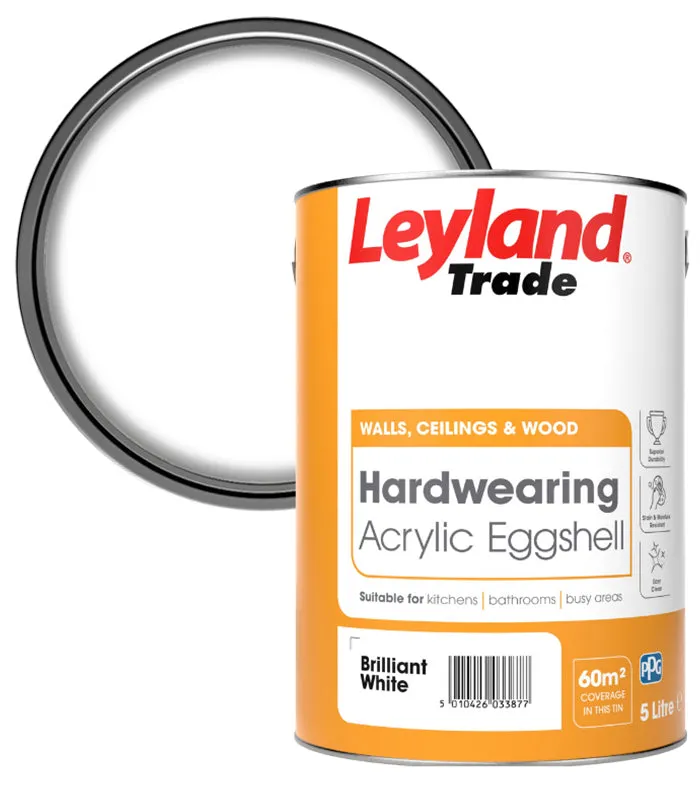 Leyland Trade Hardwearing Acrylic Eggshell Paint - Brilliant White