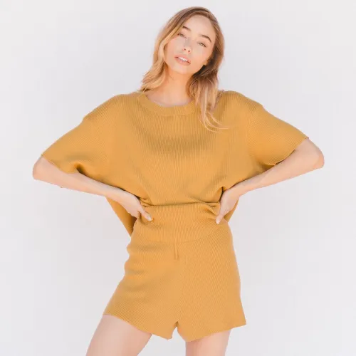 Lullaby Club Alex Knit Tee - Mustard *FINAL SALE*