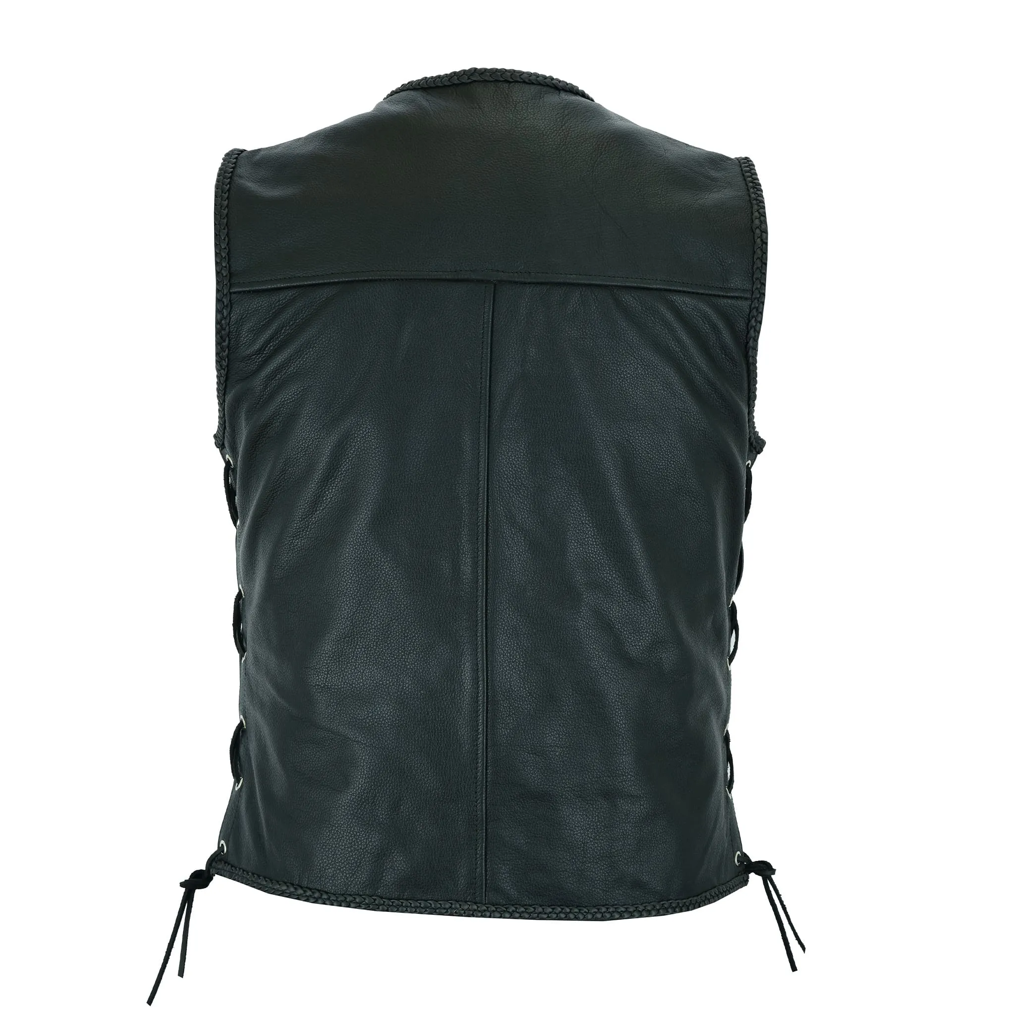 Men’s Fish Hook Real Leather Waistcoat With Side Laces
