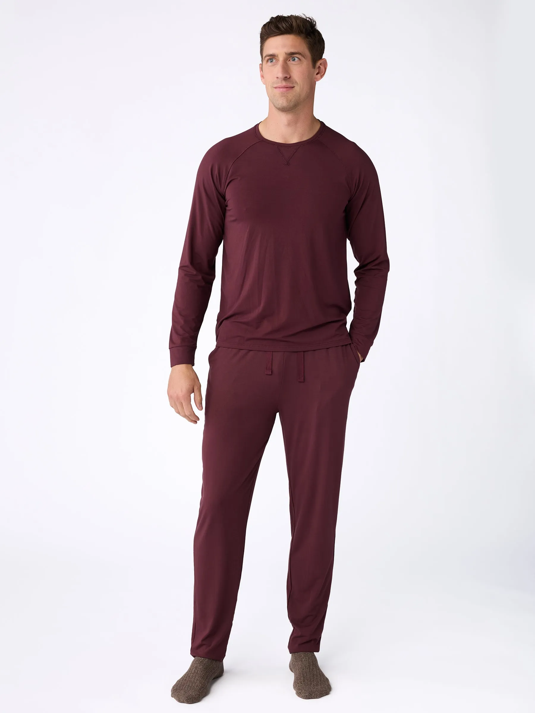 Men's Stretch-Knit Long Sleeve Bamboo Pajama Set