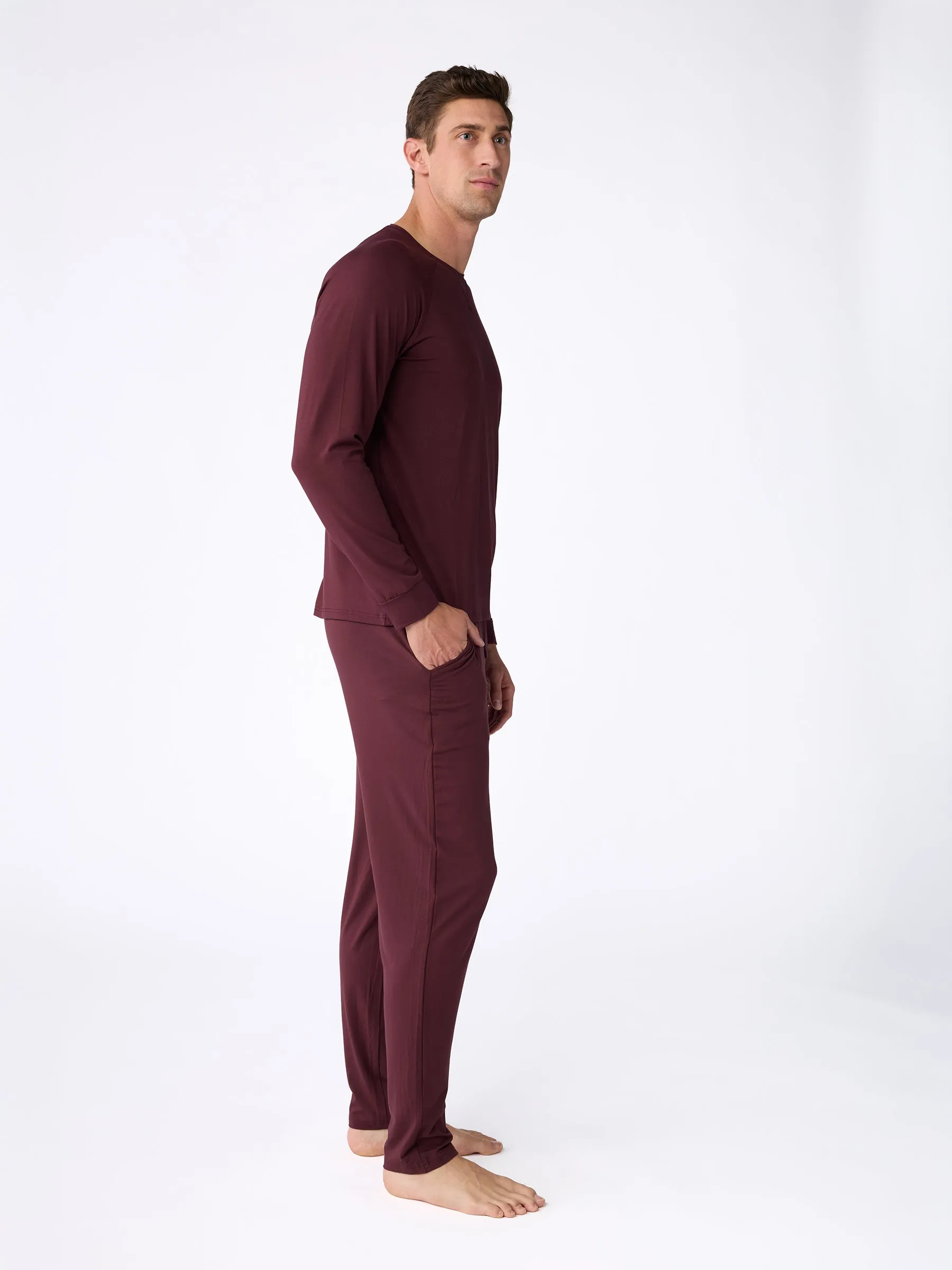 Men's Stretch-Knit Long Sleeve Bamboo Pajama Set