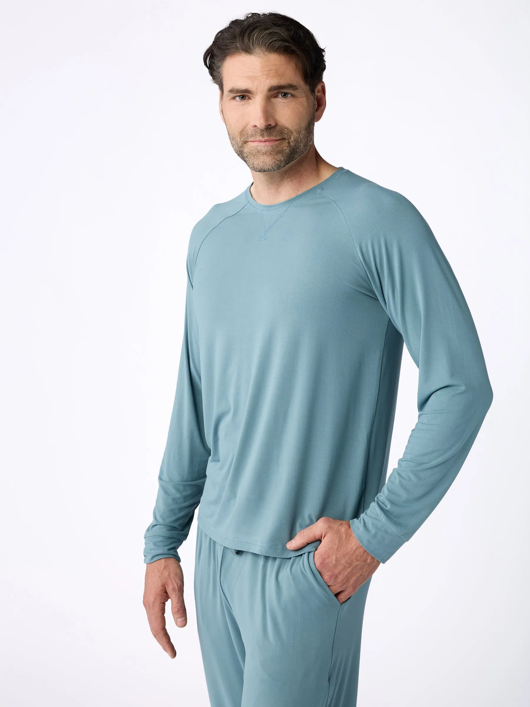 Men's Stretch-Knit Long Sleeve Bamboo Pajama Set