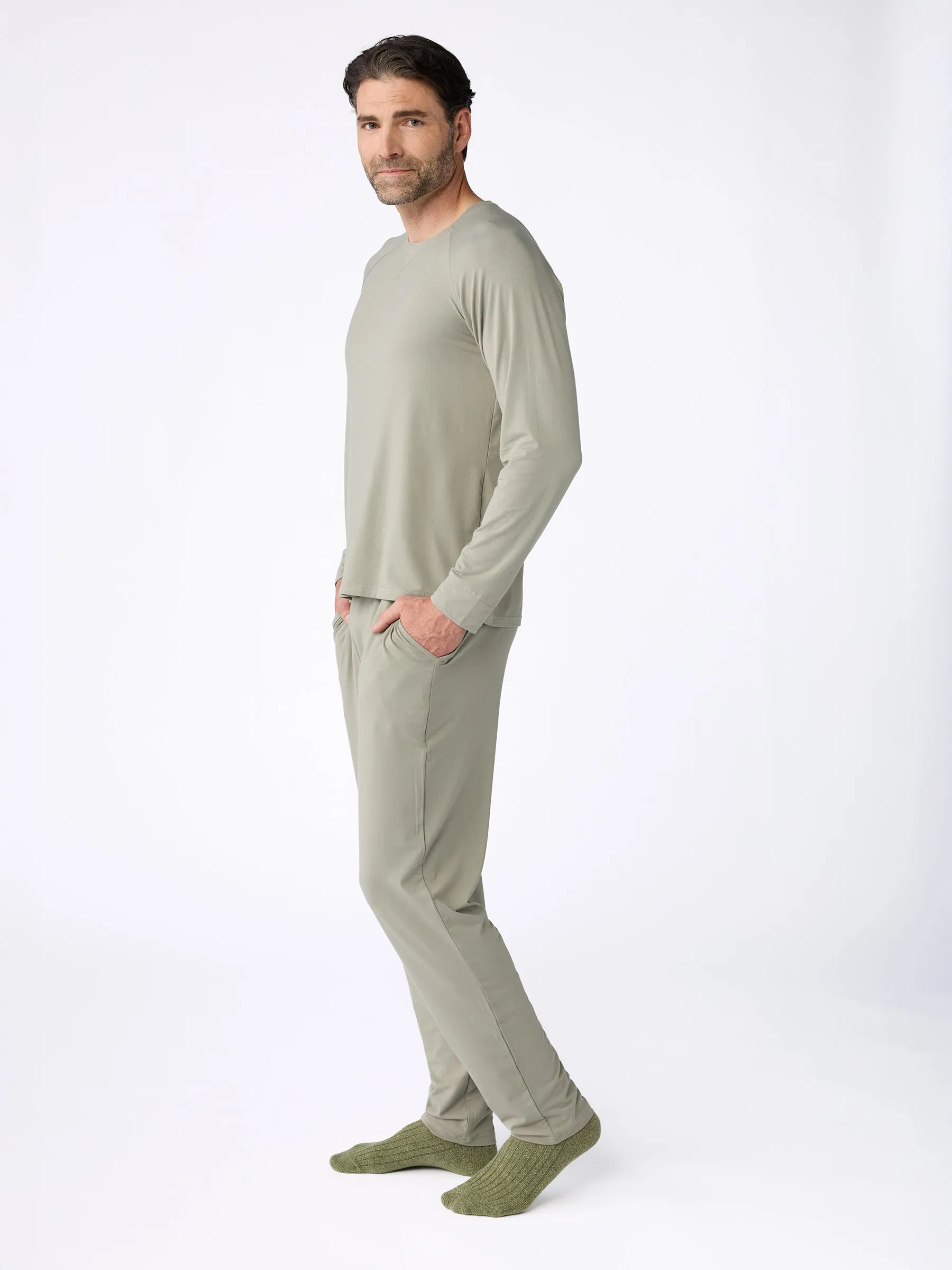 Men's Stretch-Knit Long Sleeve Bamboo Pajama Set