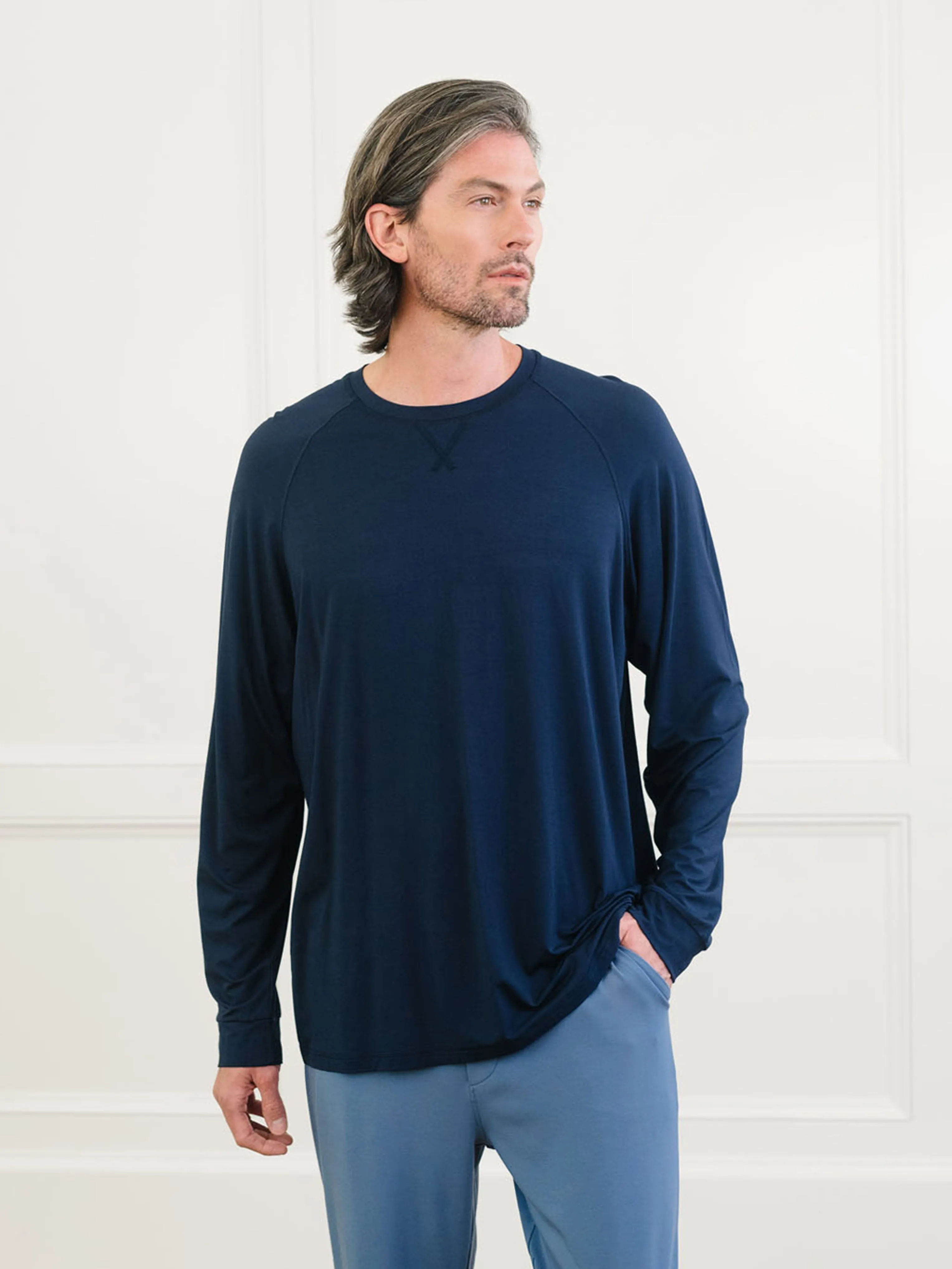 Men's Stretch-Knit Long Sleeve Bamboo Pajama Set