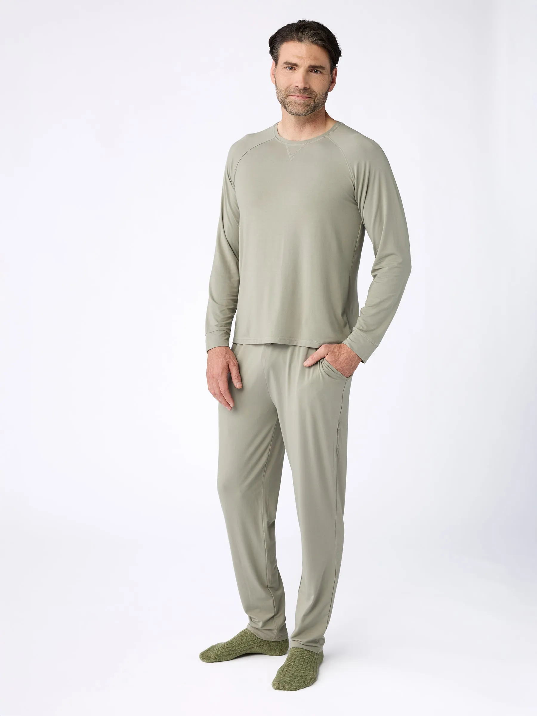 Men's Stretch-Knit Long Sleeve Bamboo Pajama Set