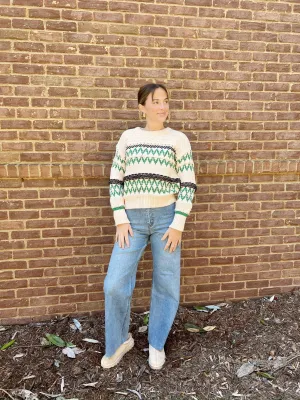 Multi Color Aztec Pattern Sweater Top