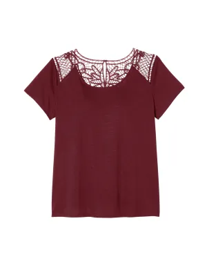 Ramsey Crochet Tee | Burgundy