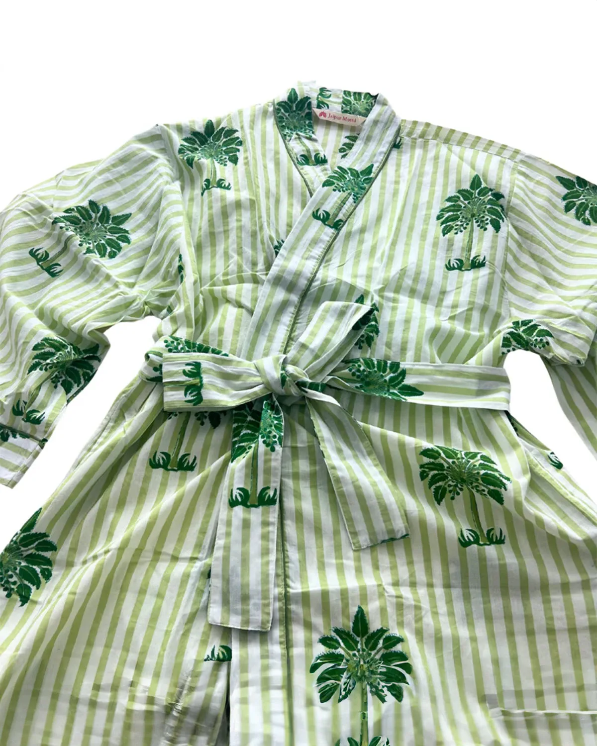 SECONDS | Block Print Cotton Robe | Summer Palms | No Beltloops