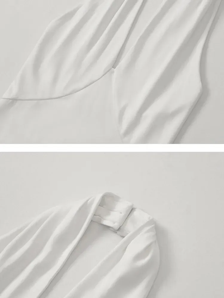 White Backless Tank Tops For Women Halter Collar Sleeveless Solid Minimalist Knitting Vests Female Summer Clothing
