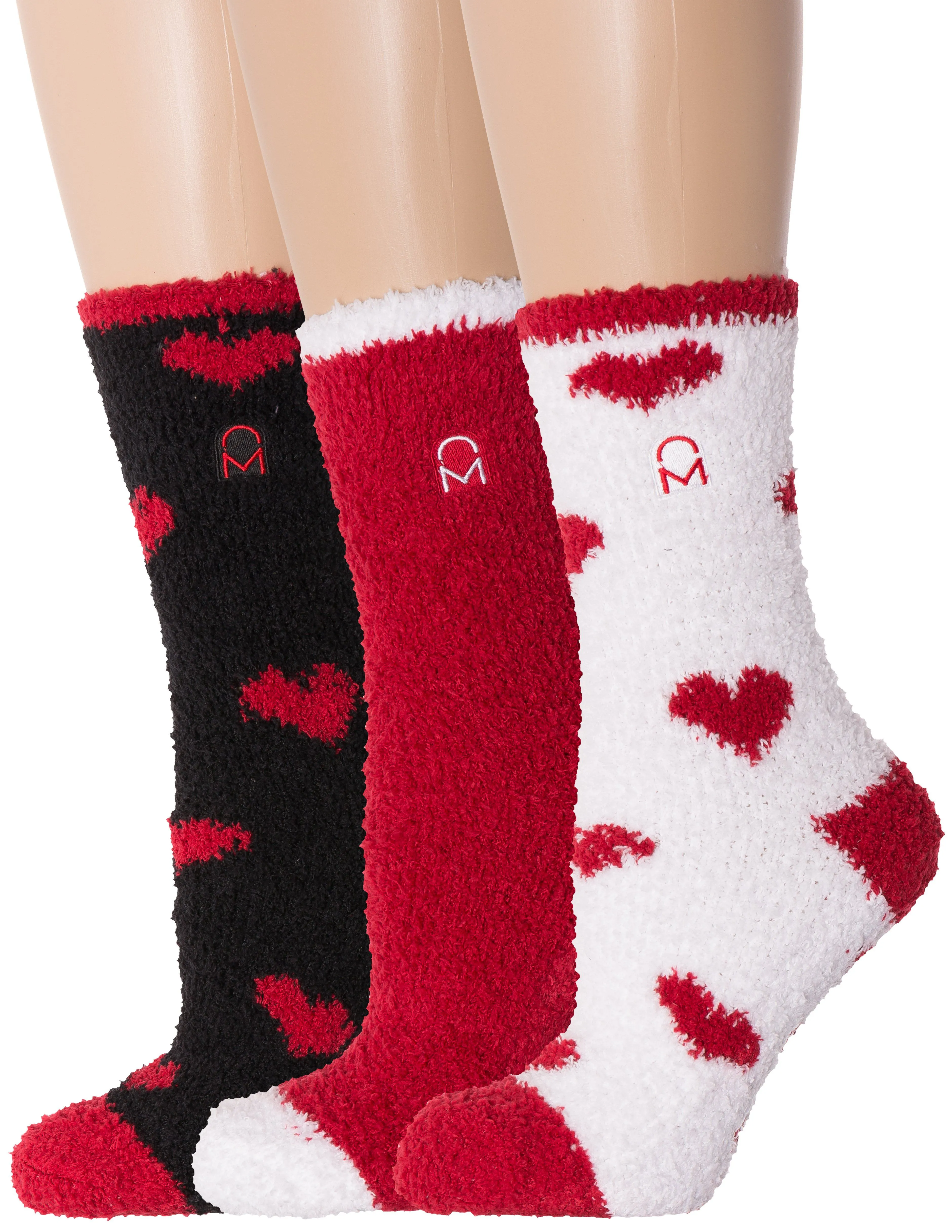 Women's (3 Pairs) Soft Anti-Skid Fuzzy Winter Crew Socks