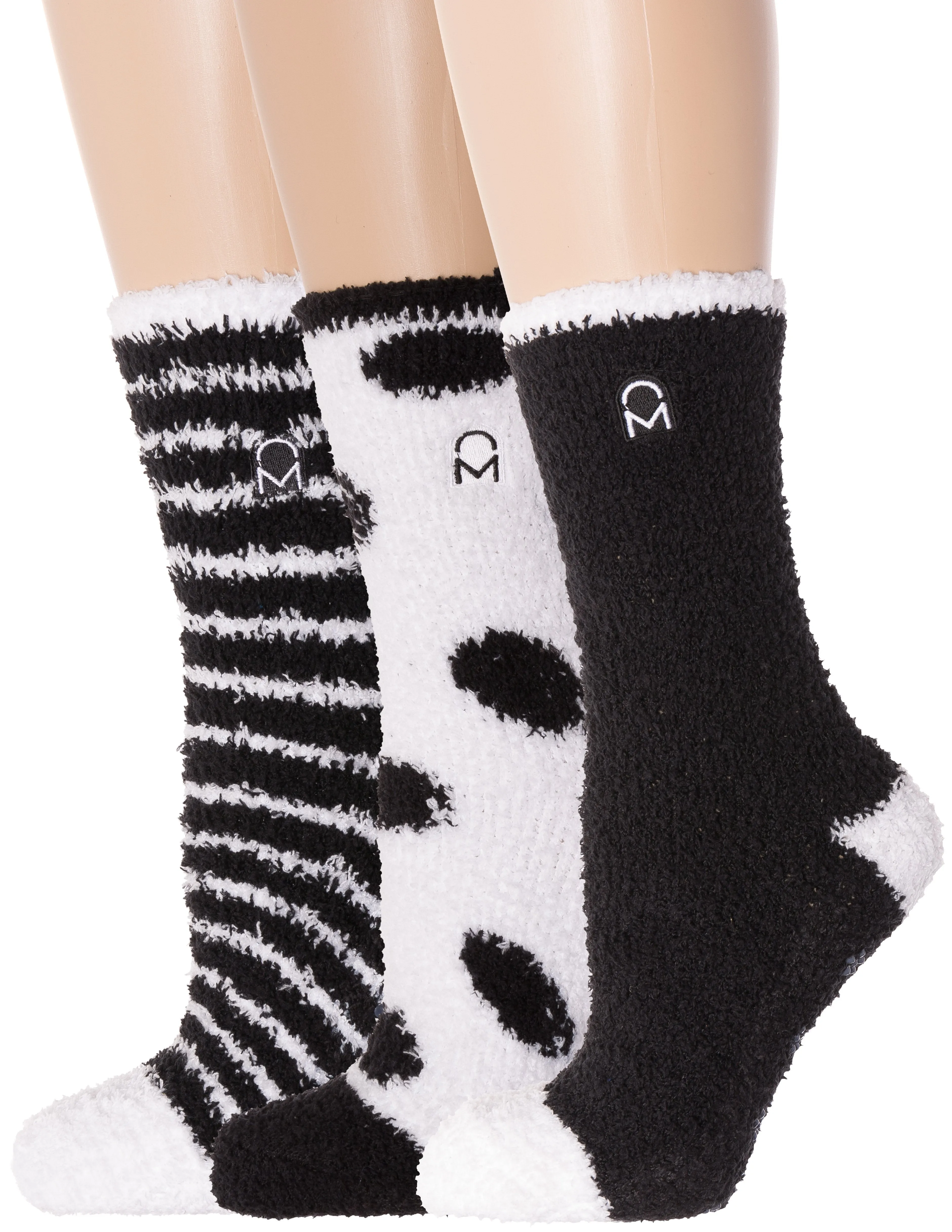 Women's (3 Pairs) Soft Anti-Skid Fuzzy Winter Crew Socks