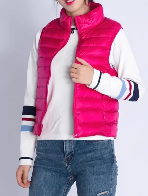 Women's Zipper Windproof Duck Down Vest with Pockets - SF0116