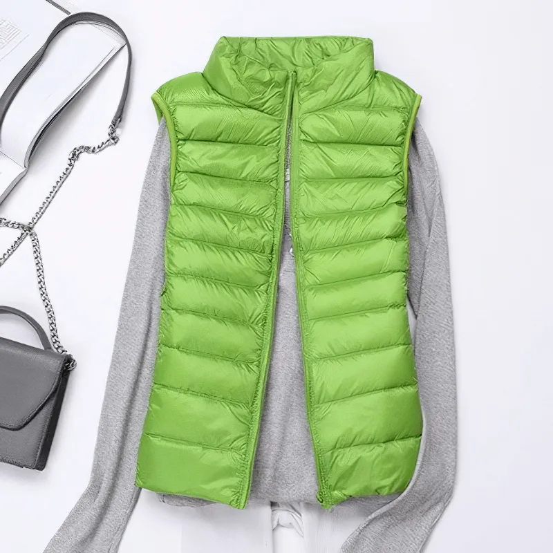 Women's Zipper Windproof Duck Down Vest with Pockets - SF0116